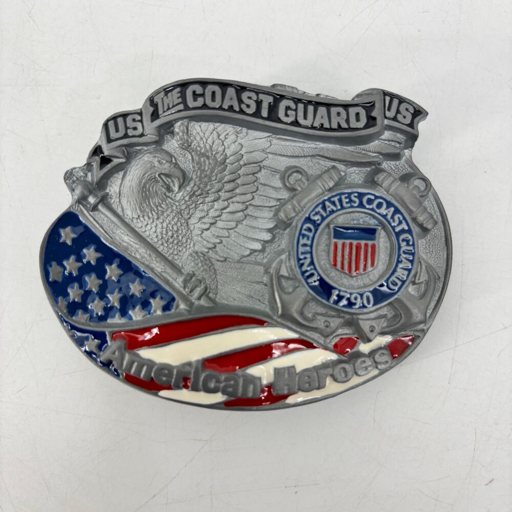 Belt Buckle Mens Great American Flag Eagle Red Blue Enamel